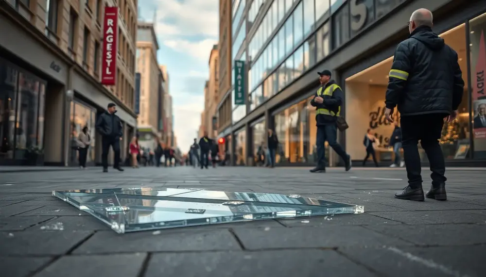 Glasscheibe stürzt auf Straße: Center-Management beschwichtigt Sicherheitsbedenken im Luisenforum!